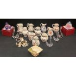 Ceramics & Glass - a set of Royal Worcester miniature jugs, inc Scratchcross, Sparrow Beck,