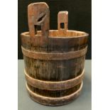 An early 19th century oak pail. 37cm high.