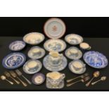 Ceramics - a Woods Yuan pattern part table service, Spodes Italian dish, Copeland red Newport