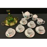 Ceramics & Glass - an Italian green glass seven piece drinking set on stand; Chinese six setting tea