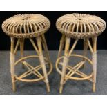 A pair of Italian Franco Albini 'Lobster Pot' bar stools, c.1950s, (2).