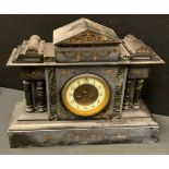 A 19th century Ashford black marble architectural mantel clock, 34.5cm high, 44cm wide, 14.5cm deep