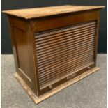 An early 20th century oak tambour front collectors cabinet, fitted with drawers, 53cm x 62cm, c.1900