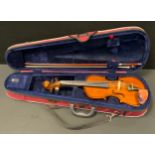 A Stentor 'Student 1' 3/4 size violin, cased with bow ensuite.