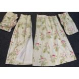 Two matching pairs of country cottage style Sanderson curtains, 'English Rose', each single
