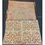 A large Aubusson type needlepoint rug, central floral panel, muted tones, approx 160cm x 173cm