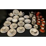 A Japanese porcelain six setting tea set, snowy landscape , others, dragon coffee sets etc, qty