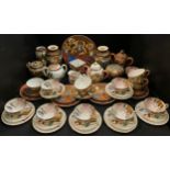 A Japanese porcelain part tea set, decorated with Dragons, another; pair of Satsuma vases etc