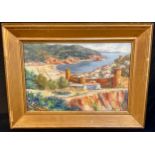 R Geli Impressionist Italian Coastal Scene signed, oil, 29cm x 44cm