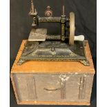 A 19th century German chain stitch hand sewing machine, boxed