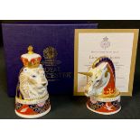 A pair of Royal Worcester candle snuffers, Lion & Unicorn, Golden Jubilee limited edition 154/750,