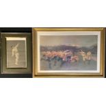 Prints - After William Barns, Weller, The Rugby Match, a coloured print, 49cm x 80cm; another, The