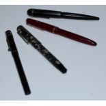 Pens - fountain pens, 14ct gold nibs, Eversharp, Parker, Mentmore; another, plated (4)