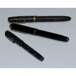 Pens - fountain pens, 14ct gold nibs, Burnham, Parker (3)