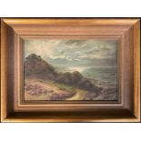 Taylor 1933 Coastal Scene, with figure and a dog signed, oil