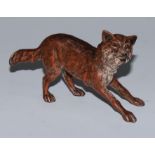 An Austrian cold painted bronze, of a fox, 9.5cm long