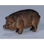 An Austrian cold painted bronze, of a pig, 6cm long