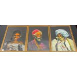 N B Chauhan A set of three, Anglo Indian Scenes signed, mixed media, 49.5cm x 35cm