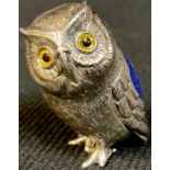 A silver novelty pin cushion, as an owl