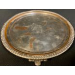 A George III Old Sheffield Plate waiter, c.1800 Heraldry: Arms of Bradley