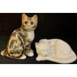 A Winstanley model of a tabby cat, seated, glass eyes, size number 2, painted marks; a Just Cats &