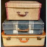 A 1930s side opening suitcase; other vintage luggage, 1940s/50s (3)