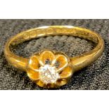 A Victorian 18ct gold diamond solitaire ring, size M, Birmingham 1863, 2.3g
