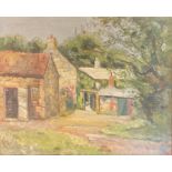 English School Impressionist Cottage Scene unsigned, oil, 32cm x 39.5cm