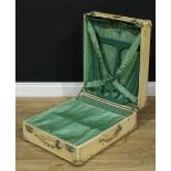 A cream steamer trunk folding wardrobe, The Taycall, retailed by Manson, Swan and Morean LTD,