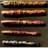 Pens - a Waterman's Junior marbleised fountain pen; others, De La Rue No.1332, Burnham 251, Conway