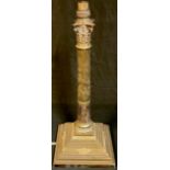 A mid 20th century plated corinthium column table lamp, stepped base, 44cm high