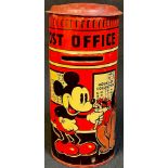 A tinplate Mickey Mouse money box