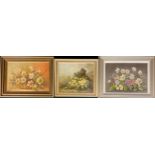 G M Jamieson (late 20th century) Still Life of Flowers signed, oil on canvas; two others (3)