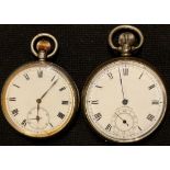 A hallmarked silver top wind pocket watch; a 925 silver pocket watch (2)
