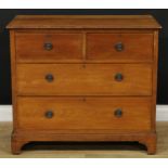 An early 20th century mahogany chest, of two short over two long drawers, bracket-form skirted base,