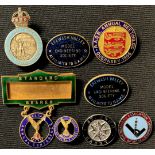 A Royal Observer Corps enamel badge; RAF badges; other enamel badges (7)
