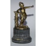 French School (19th century), a gilt-patinated bronze, of a girl, allegorical of Summer, she