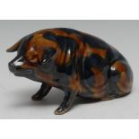 A Denby majolica pig money box, seated, 9cm high, c.1930