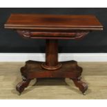 A William IV mahogany tea table, 74cm high, 94cm wide, 48cm deep