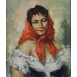 American School (late 20th century) A Romany Beauty, head-and-shoulders length oil on canvas, 59.5cm
