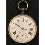 A Victorian silver open faced pocket watch, London 1882