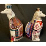 A pair of Royal Crown Derby National Dog models, Afghan and Borzoi, printed marks, second quality