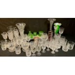 Glassware - a set of six cut glass wine glasses; other cut glass stemware ,tumblers, vases, etc, a