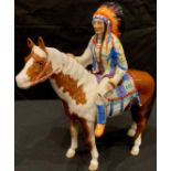 A Beswick model of a Native American Indian Chief on horseback, 22cm, printed mark in black