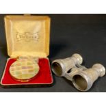 A pair of mother-of-pearl opera glasses, A Franks, Manchester, Liverpool & Hull; a "Melissa"