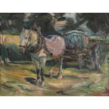 Impressionist School A Working Horse indistinctly signed, oil on canvas, 48cm x 62cm