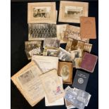 Ephemera - a selection of late 19th/early 20th century sepia photographs, including WWI, wedding