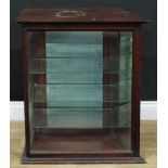 Retail - an early 20th century shop display cabinet, 77cm high, 66cm tapering to 52.5cm wide, 35cm
