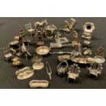 A collection of silver toys and novelty miniature models, various, mostly Continental c.1900