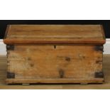 A 19th century pine chest, of small proportions, 31cm high, 65cm wide, 33cm deep, c.1880